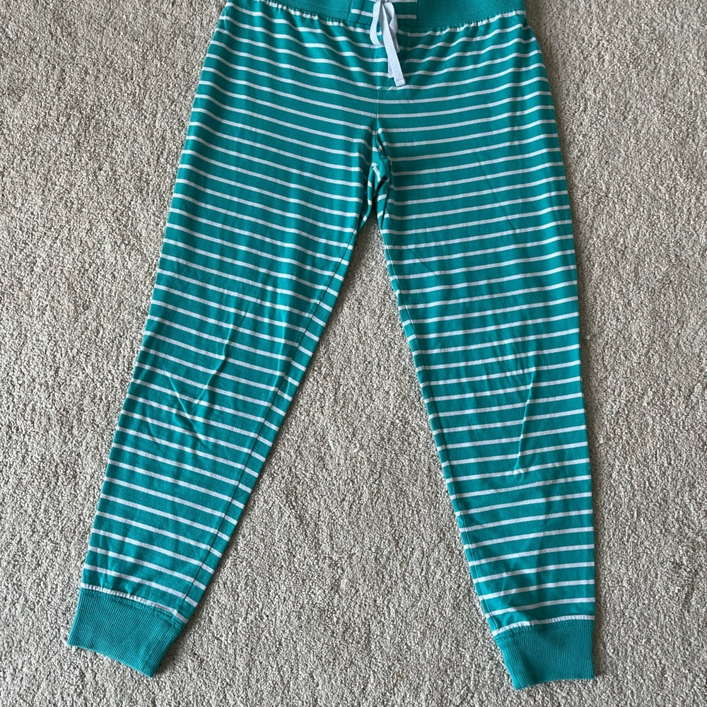 SO Teal and White Striped Fabric